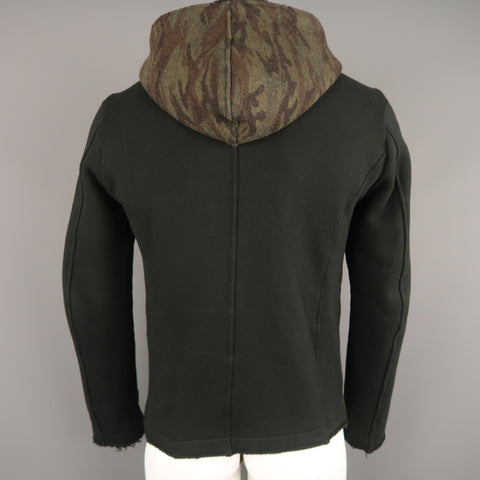 SHELLAC 38 Black Mixed Materials Cotton Blend Zip Up Hooded Jacket