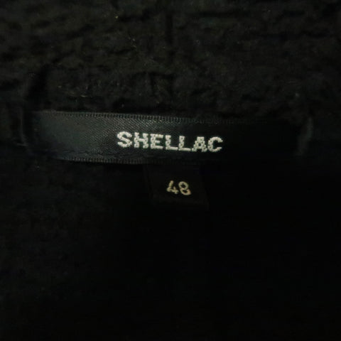 SHELLAC 38 Black Mixed Materials Cotton Blend Zip Up Hooded Jacket