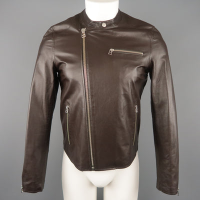 SHIPLEY and HALMOS S Brown Leather Biker Jacket
