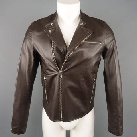 SHIPLEY and HALMOS S Brown Leather Biker Jacket
