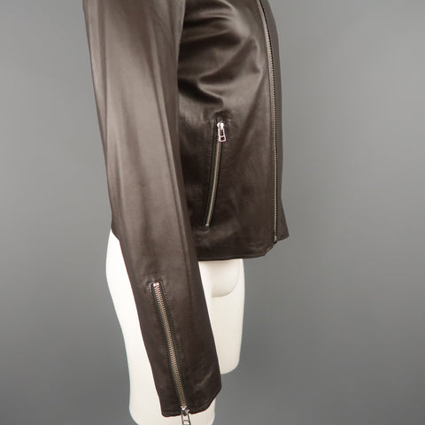 SHIPLEY and HALMOS S Brown Leather Biker Jacket