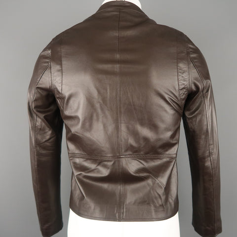 SHIPLEY and HALMOS S Brown Leather Biker Jacket
