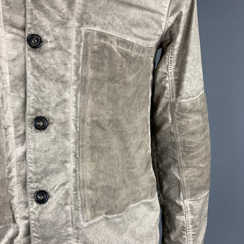 SILENT by DAMIR DOMA L Taupe Distressed Cotton Blend Buttoned Jacket