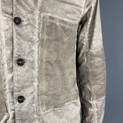 SILENT by DAMIR DOMA L Taupe Distressed Cotton Blend Buttoned Jacket