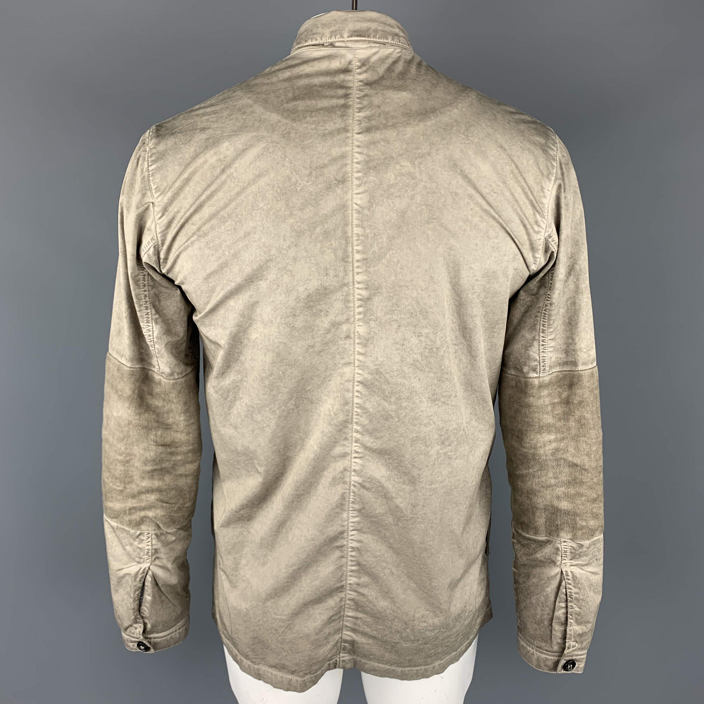 SILENT by DAMIR DOMA L Taupe Distressed Cotton Blend Buttoned Jacket