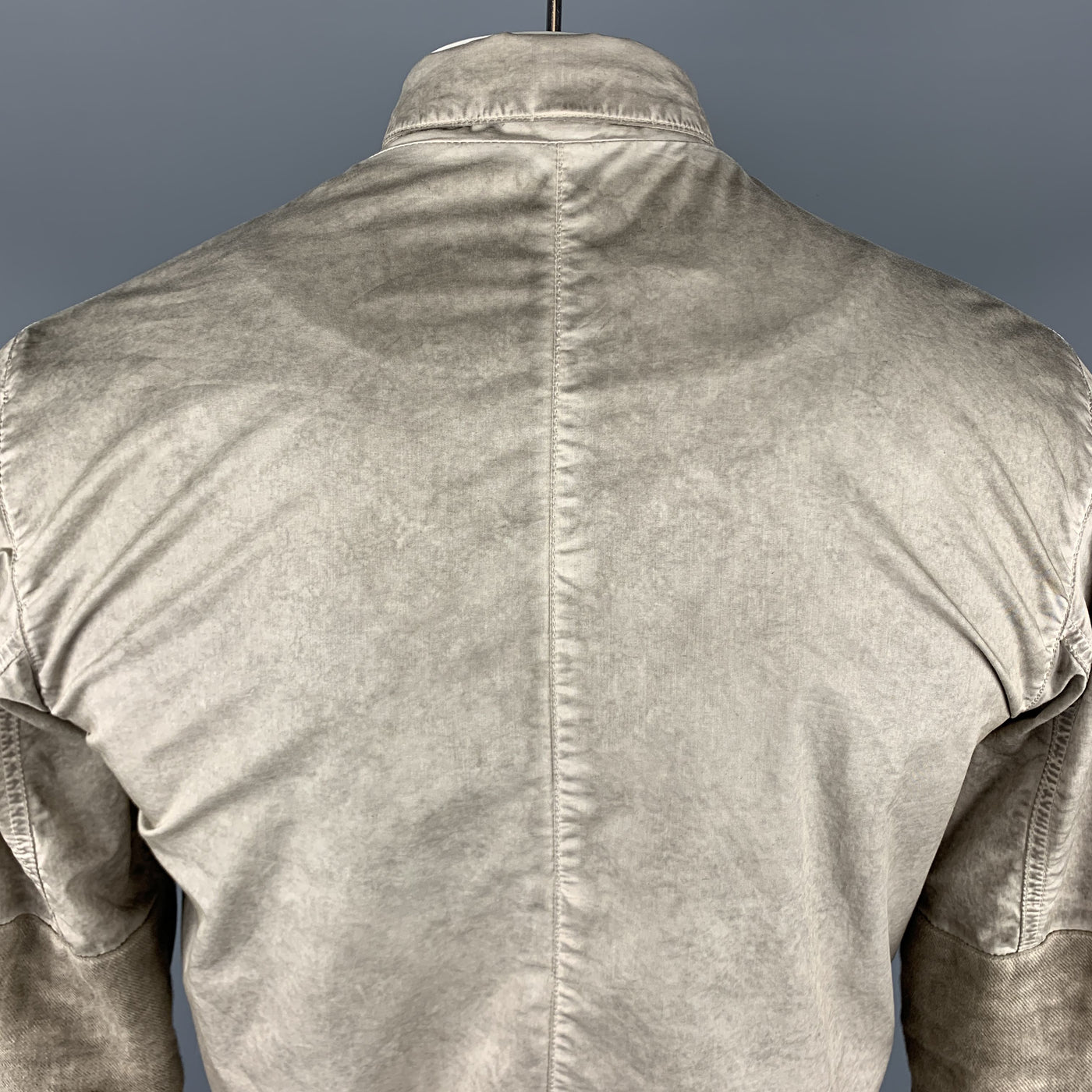 SILENT by DAMIR DOMA L Taupe Distressed Cotton Blend Buttoned Jacket