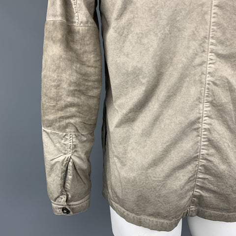 SILENT by DAMIR DOMA L Taupe Distressed Cotton Blend Buttoned Jacket
