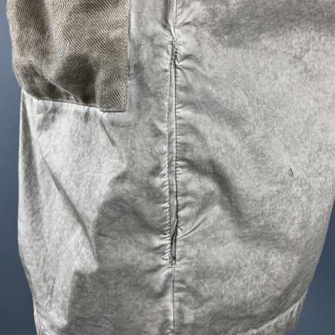 SILENT by DAMIR DOMA L Taupe Distressed Cotton Blend Buttoned Jacket