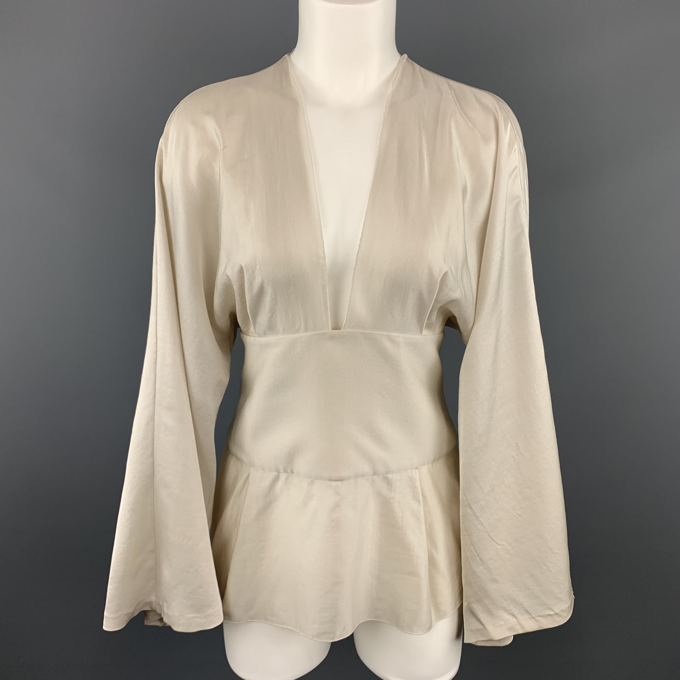 STELLA McCARTNEY Size 6 Grey Silk Blouse