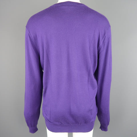 STEPHEN KEMPSON Size XXL Purple Solid Cashmere V-neck Pullover