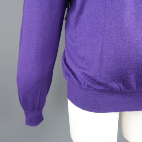 STEPHEN KEMPSON Size XXL Purple Solid Cashmere V-neck Pullover
