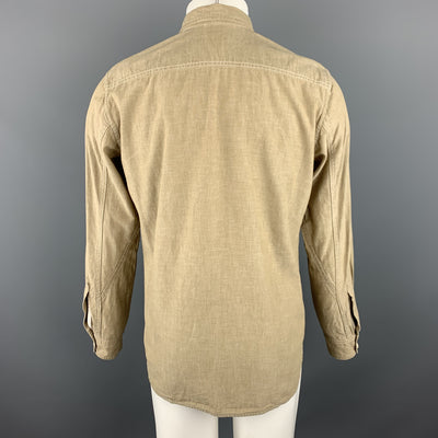 STEVEN ALAN Size M Khaki Solid Cotton Popover Long Sleeve Shirt