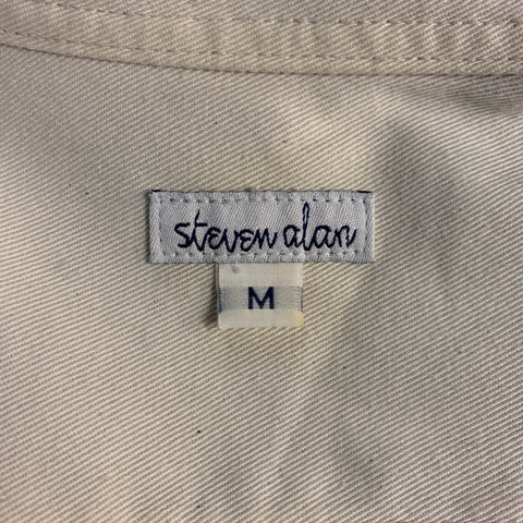 STEVEN ALAN Chemise à manches longues style popover en coton uni kaki Taille M