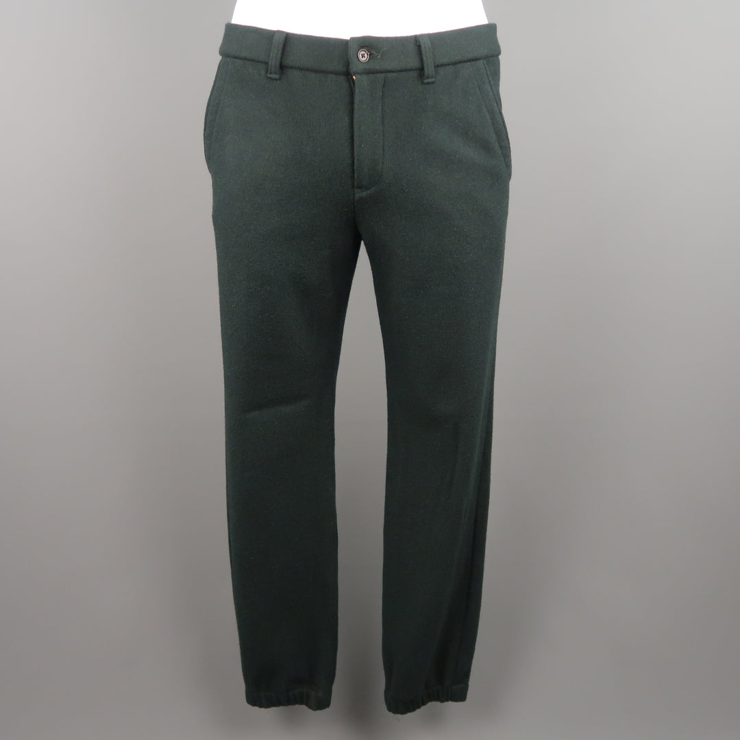 STILL by HAND Size 34 x 30 / 3 JP  Forest Green Solid Wool Blend Casual Pants