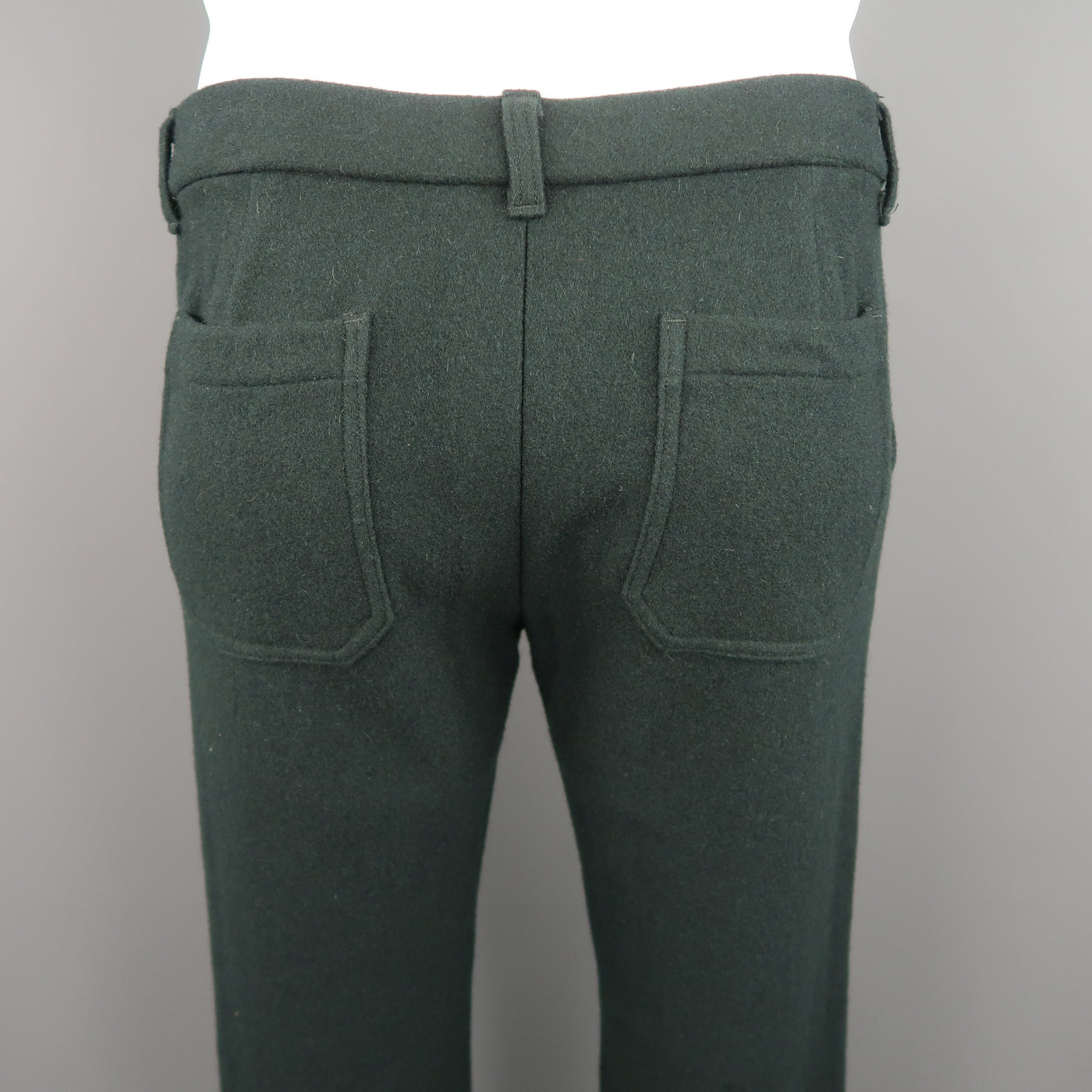 STILL by HAND Size 34 x 30 / 3 JP  Forest Green Solid Wool Blend Casual Pants