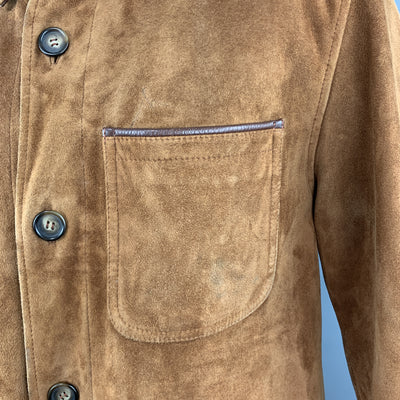 SULKA 40 Tan Suede Button Up Patch Pocket Coat