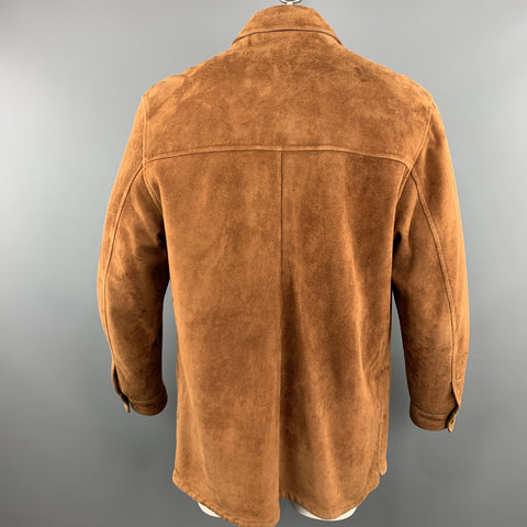 SULKA 40 Tan Suede Button Up Patch Pocket Coat