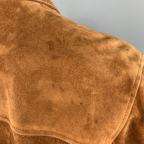 SULKA 40 Tan Suede Button Up Patch Pocket Coat