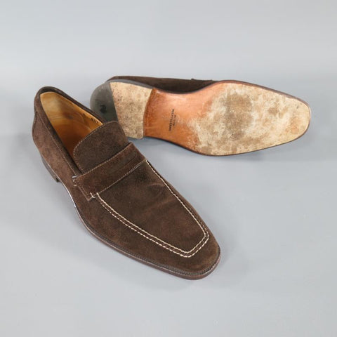 SUTOR MANTELLASSI Size 8 Brown Suede Penny Loafers