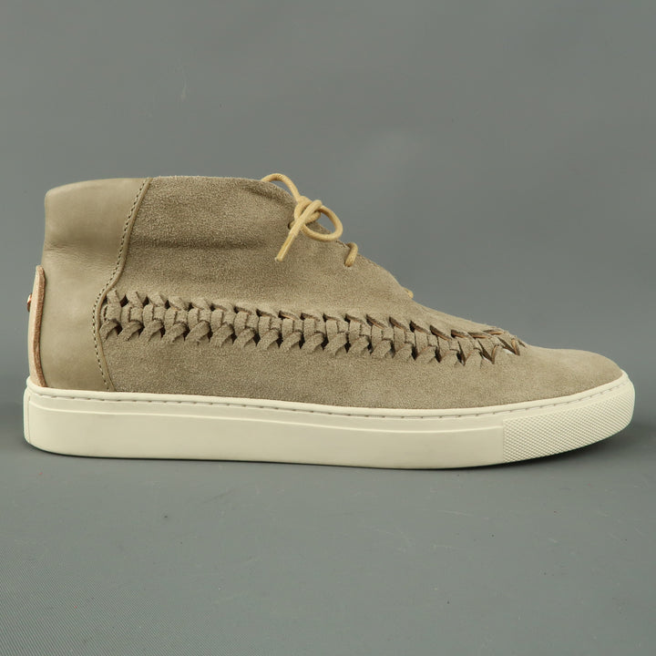 TCG Size 8 Beige Woven Suede Lace Up High Top Sneakers