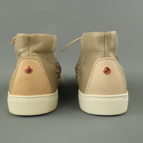 TCG Size 8 Beige Woven Suede Lace Up High Top Sneakers