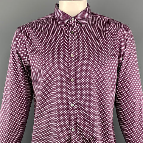 TED BAKER Size XL Purple Print Cotton Button Up Long Sleeve Shirt