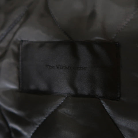 THE VIRIDI-ANNE 38 Black Lambskin Leather Band Collar Motorcycle Jacket