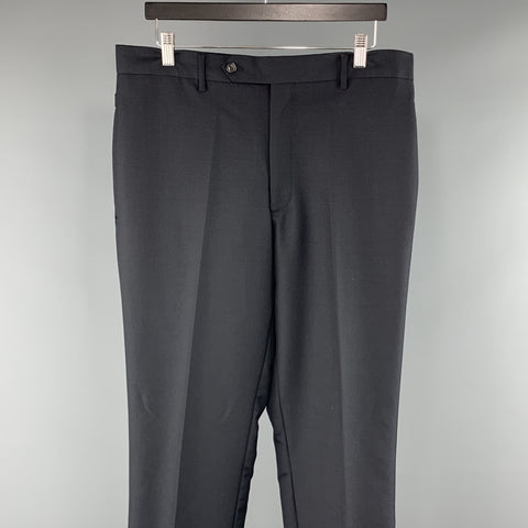 THEORY Size 34 x 34 Black Solid Wool Zip Fly Dress Pants