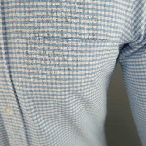 THOM BROWNE Size S Blue & White Checkered Cotton Button Down Long Sleeve Shirt