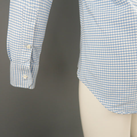 THOM BROWNE Size S Blue & White Checkered Cotton Button Down Long Sleeve Shirt