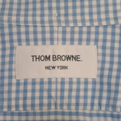 THOM BROWNE Size S Blue & White Checkered Cotton Button Down Long Sleeve Shirt