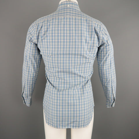 THOM BROWNE Size S Blue Plaid Cotton Button Down Long Sleeve Shirt