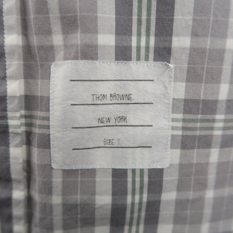 THOM BROWNE Size S Grey Plaid Cotton Button Down Long Sleeve Shirt