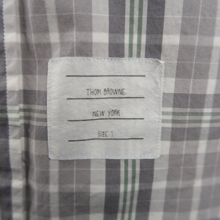 THOM BROWNE Size S Grey Plaid Cotton Button Down Long Sleeve Shirt