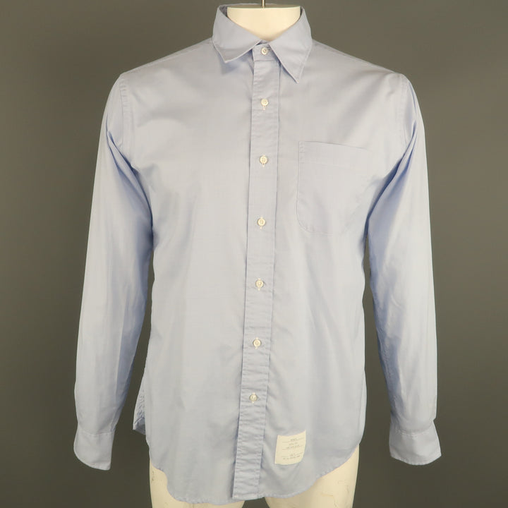THOM BROWNE Size XXL Blue Glenplaid Cotton Button Up Long Sleeve Shirt