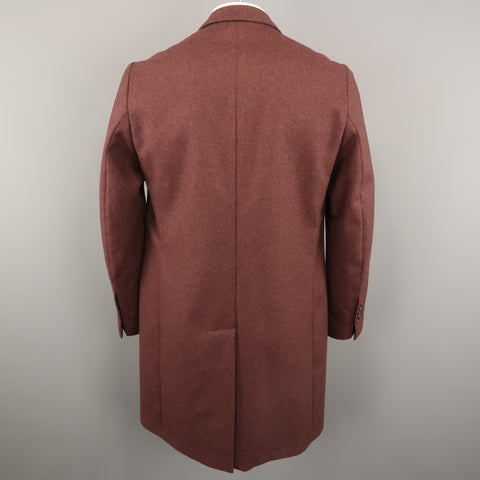 TODD SNYDER Chest Size L Burgundy Heather Wool Blend Peak Lapel Coat