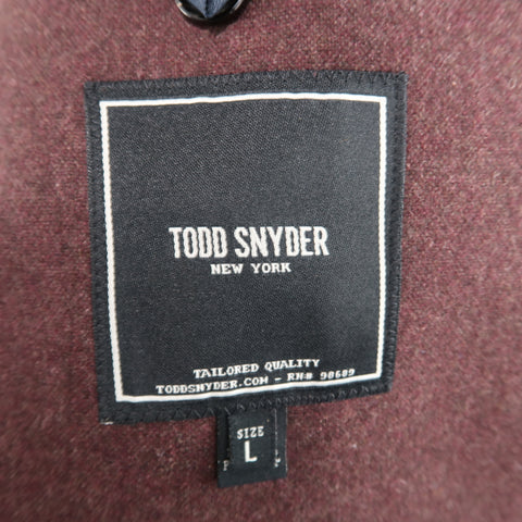 TODD SNYDER Chest Size L Burgundy Heather Wool Blend Peak Lapel Coat