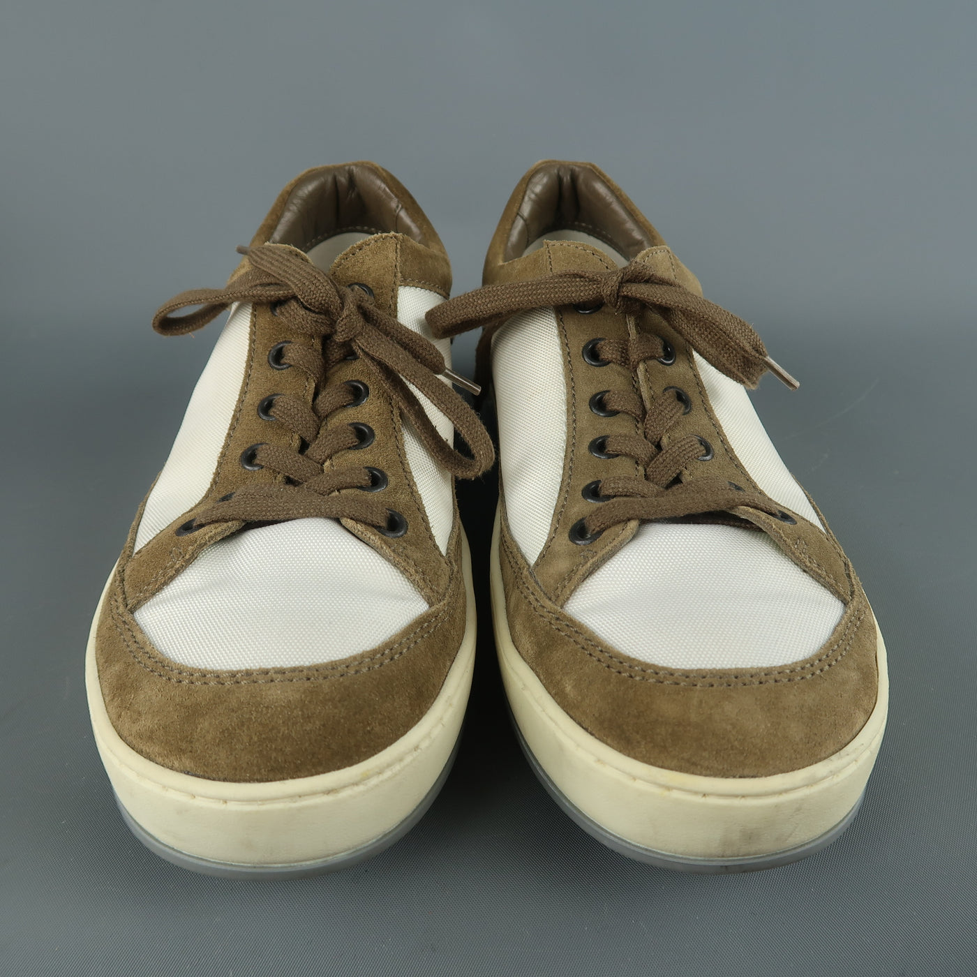 TOD'S Size 5.5 Brown & White Suede Lace Up Low Top T PROJECT Sneakers