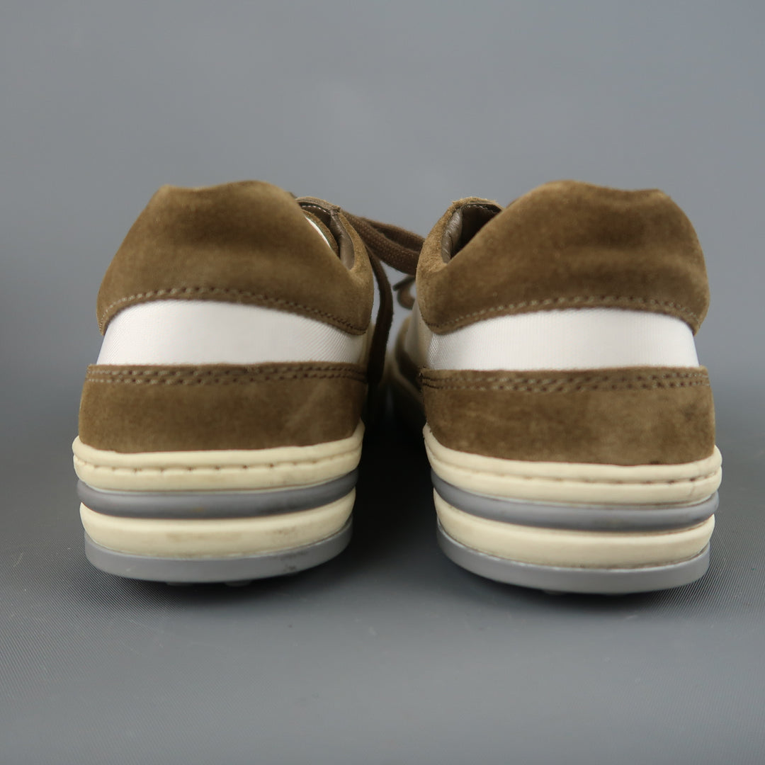 TOD'S Size 5.5 Brown & White Suede Lace Up Low Top T PROJECT Sneakers