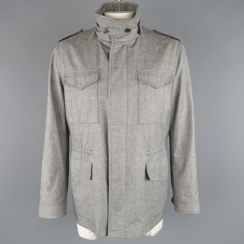 TOM FORD 46 Heather Gray Linen / Wool / Silk Parka Jacket