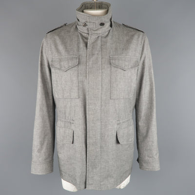 TOM FORD 46 Heather Gray Linen / Wool / Silk Parka Jacket
