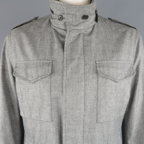 TOM FORD 46 Heather Gray Linen / Wool / Silk Parka Jacket