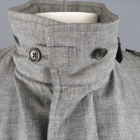 TOM FORD 46 Heather Gray Linen / Wool / Silk Parka Jacket