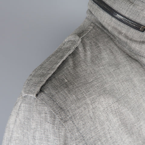 TOM FORD 46 Heather Gray Linen / Wool / Silk Parka Jacket