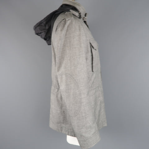 TOM FORD 46 Heather Gray Linen / Wool / Silk Parka Jacket