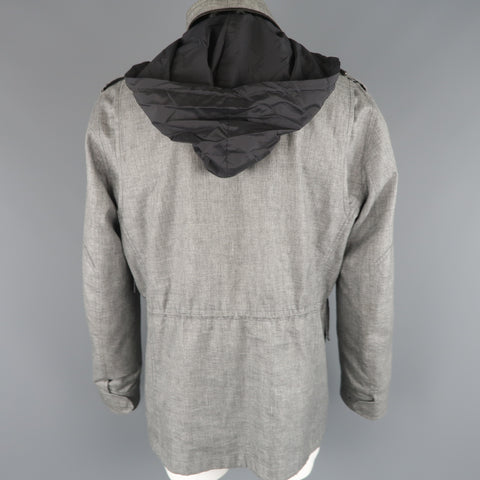 TOM FORD 46 Heather Gray Linen / Wool / Silk Parka Jacket