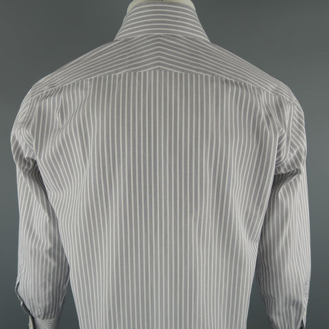 TOM FORD Size M Grey Stripe Cotton Long Sleeve Shirt