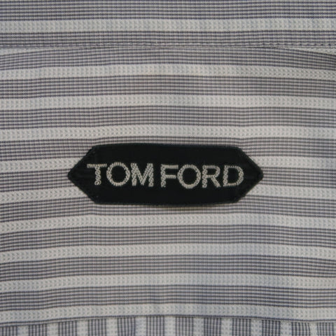 TOM FORD Size M Grey Stripe Cotton Long Sleeve Shirt