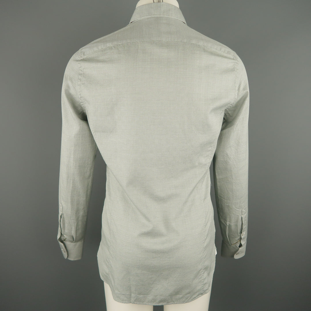 TOM FORD Size M Olive Plaid Cotton Long Sleeve Shirt