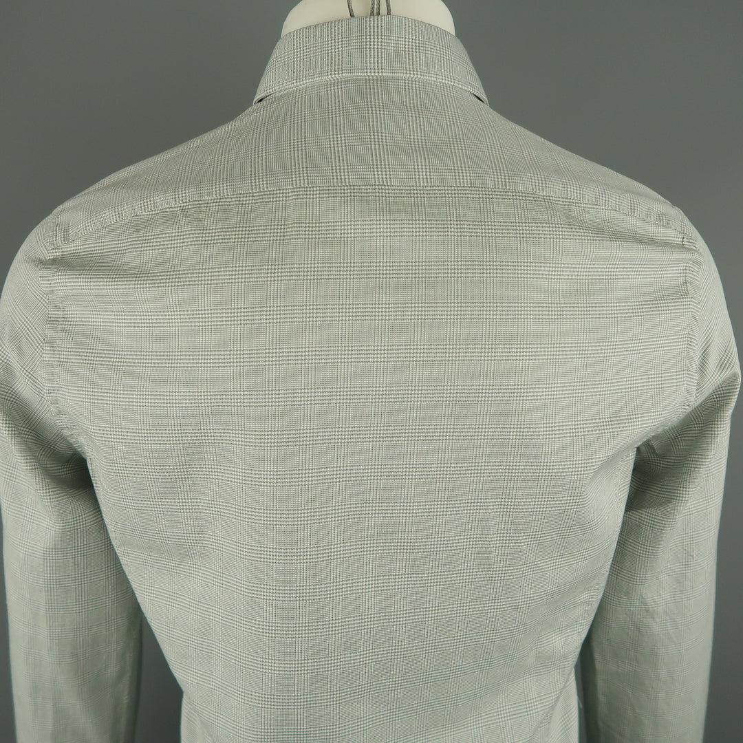 TOM FORD Size M Olive Plaid Cotton Long Sleeve Shirt